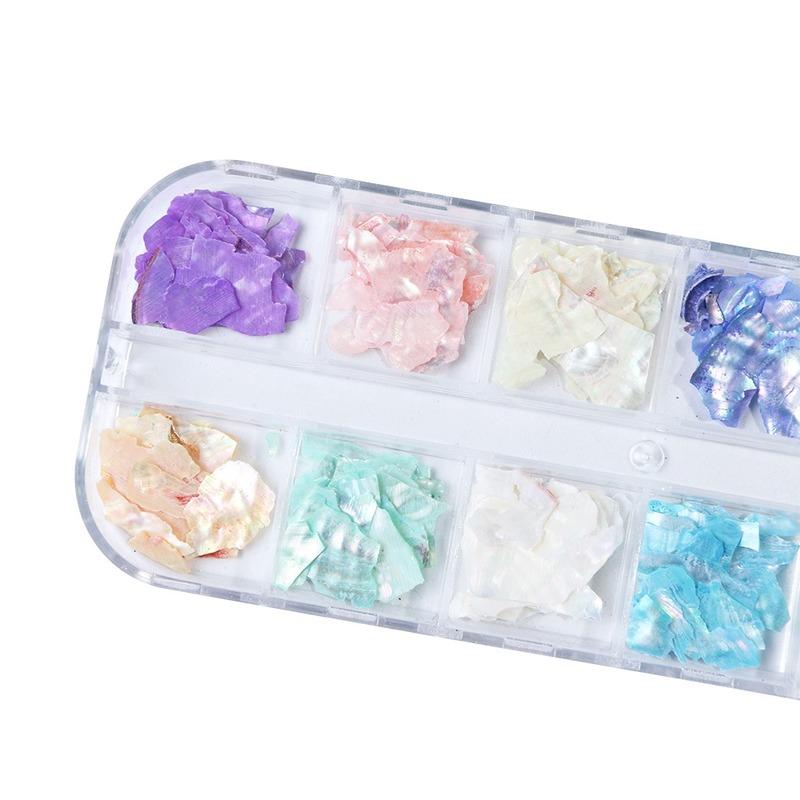 12 сеток для ногтей, фрагменты раковины морского ушка, текстура, натуральная морская ракушка, 3d очаровательное украшение для дизайна ногтей, срез, инструменты для салона красоты «сделай сам»