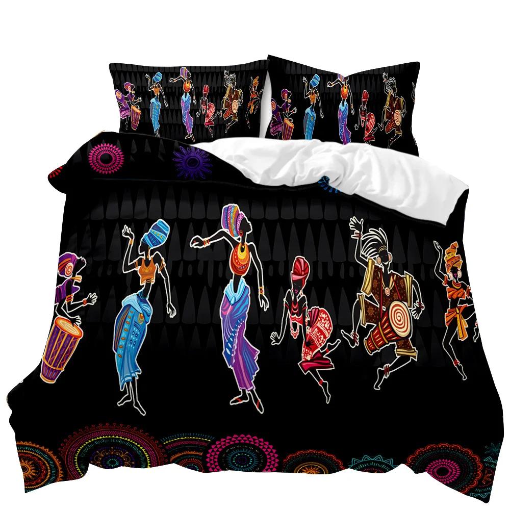 Комплект постельного белья African Woman Duvet Cover Set African Striped Twin Beddding Set Ethno Afro Traditional Exotic Queen King Polyester Qulit Cover
