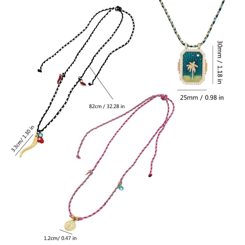 Уникальное ожерелье из хлопкового шнура с подвеской-шармом «Перец, глаз дьявола». Элегантная цепочка до ключиц для модных женщин.