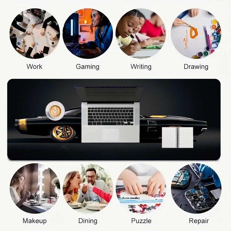 Black Muscle Car Xl Gaming Mouse Pad Nonslip Rubber Base Stitched Edge Waterproof Desk Mat For Pc Laptop Gamer Office Computer Accessories C927107
