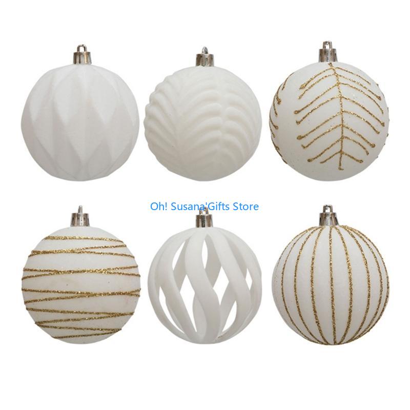 090D Set of 6 Hanging Pendant Ornament Christmas Tree Baubles for Holiday Decoration