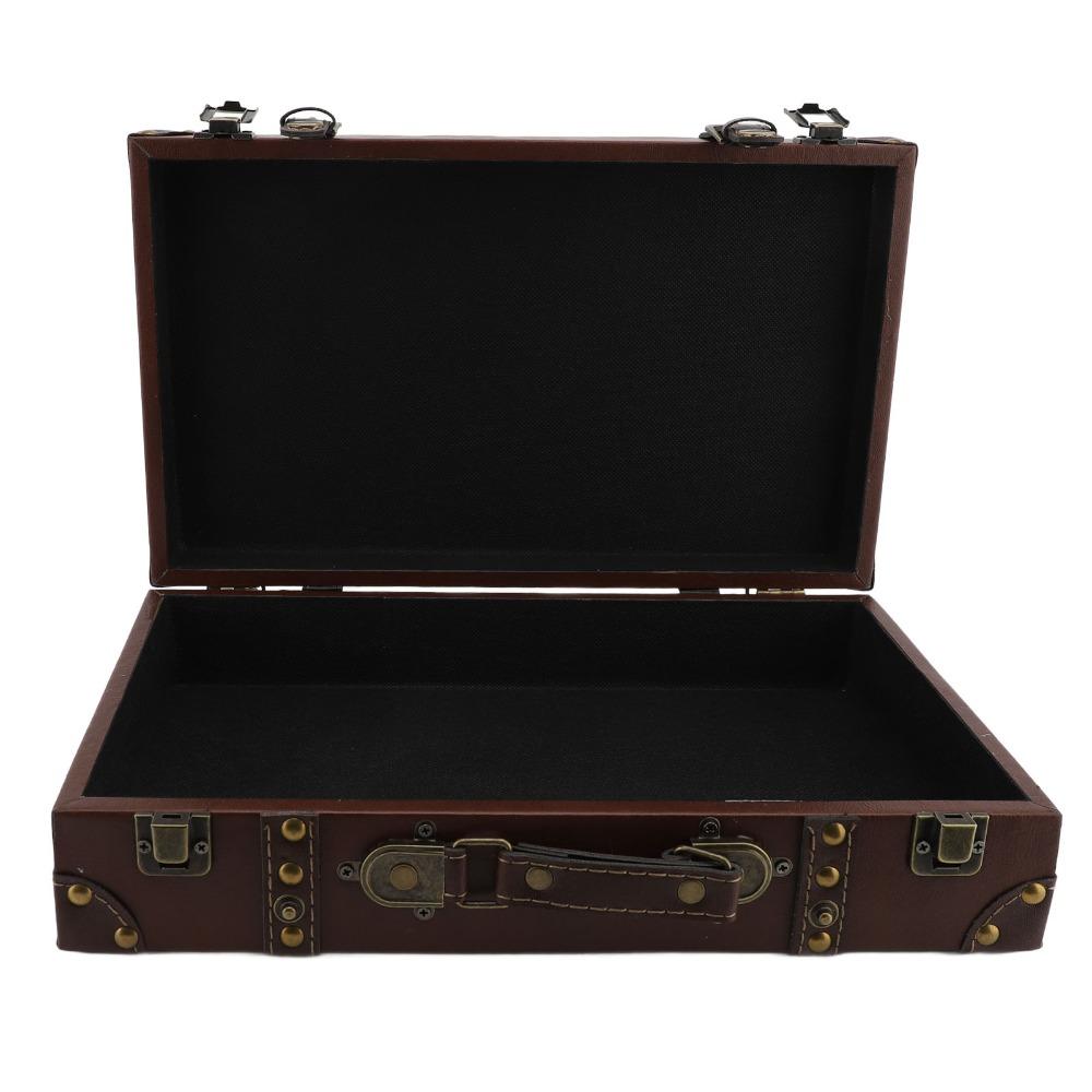 Leather Decorative Luggage Trunk Wood Multi-purpose Organizer Vintage Suitcase Home Organization