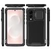 For Samsung Galaxy S25 Edge Case Aluminum Alloy+Silicone Lens Kickstand Phone Cover with Tempered Glass Film