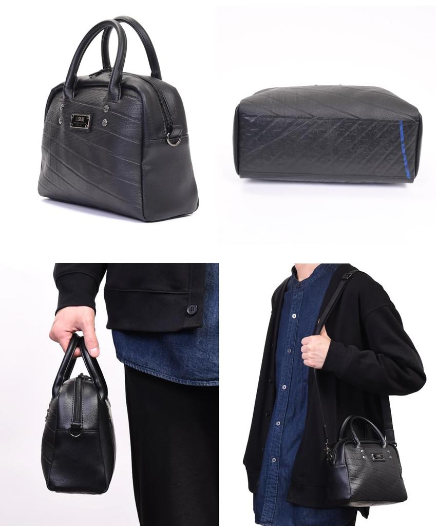 SEAL Mini Bowling Bag for Men Boston Mini Tote Shoulder Crossbody Bag - Bag, Bag, Handbag, Waterproof, 2-Way Bag, (PS-271BK)