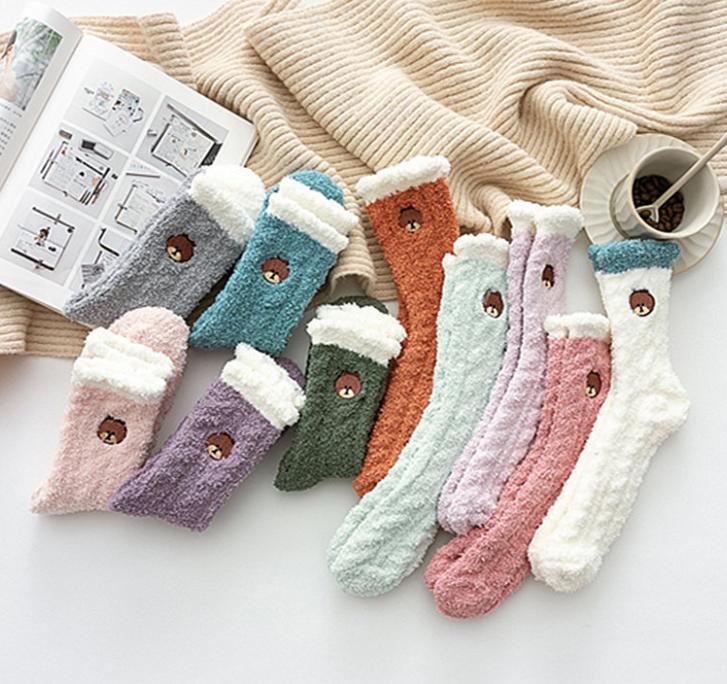 Love Women Cozy Crew Socks Valentines Winter Sleep Bed Floor Home Fluffy Coral Velvet Heart Fuzzy Christmas Coral Fleece Sock
