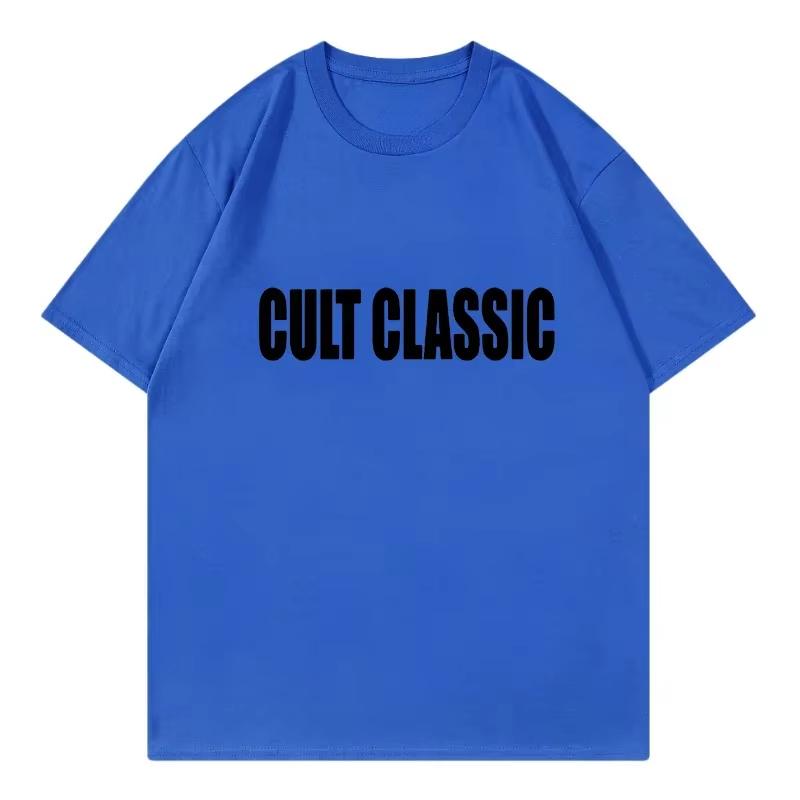 Pink Cult Classic Vintage Black and White Bold Letter High Street T-Shirt Cotton Graphic Tee Unisex Unisex Summer Streetwear