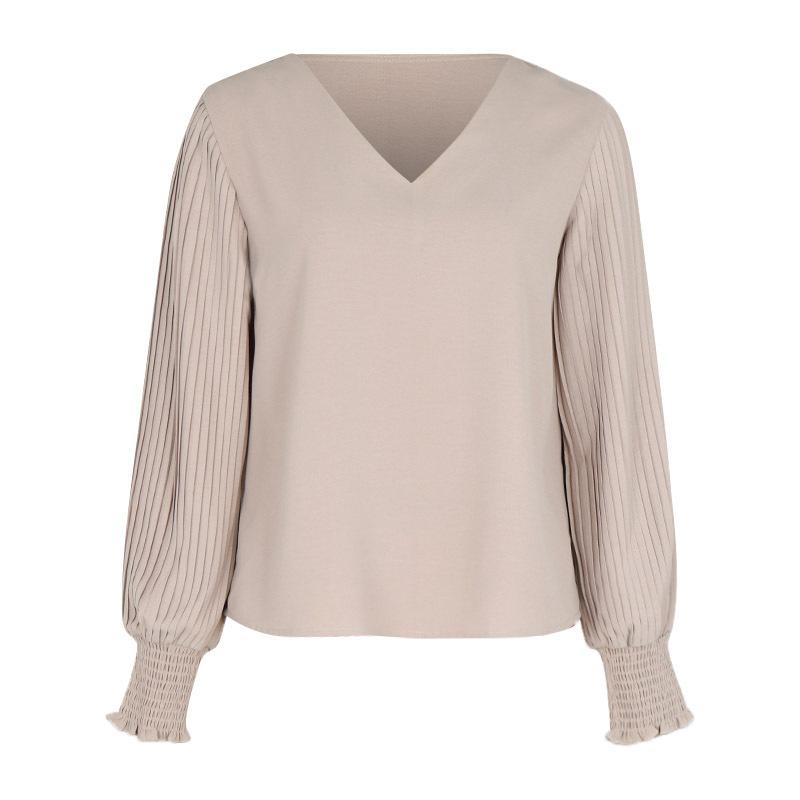 Женская однотонная рубашка с длинным рукавом и v-образным вырезом, весна-осень, новые элегантные блузки для женщин, винтажные топы