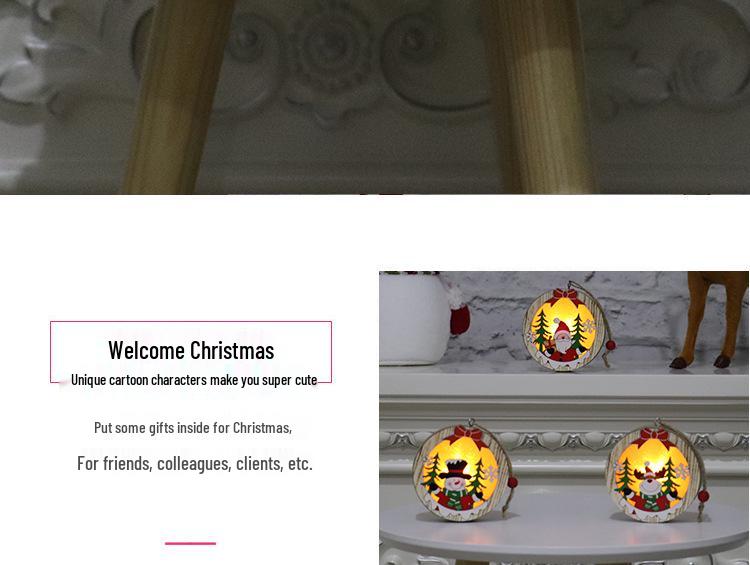 Деревянные светящиеся рождественские украшения: Подвески в виде звезды, Санты, снеговика, оленя