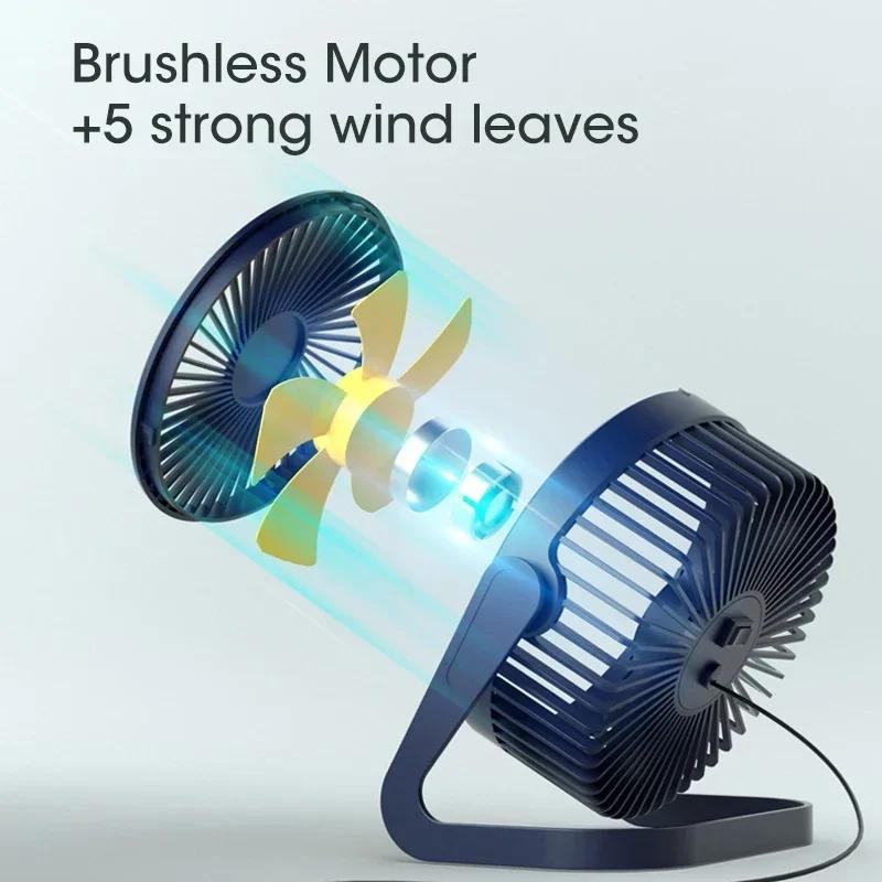 2025 USB Mini Desk Fan 5Inch Portable Super Quiet 180°Rotation Personal Cooling for Office Home Travel