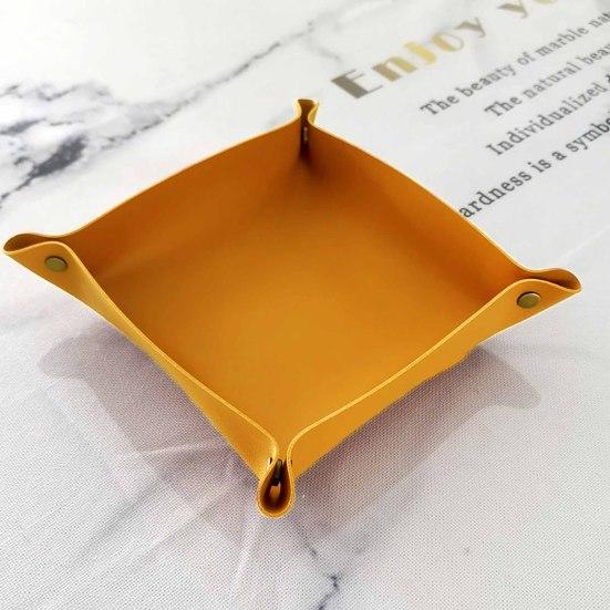 Элегантные складные лотки для хранения, противоскользящий органайзер из искусственной кожи с защитой от царапин, бронзовый органайзер для рабочего стола