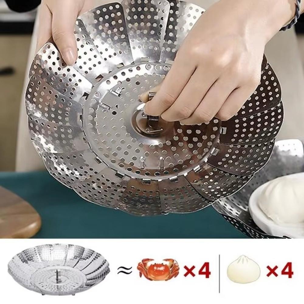 Stainless Steel Steamer Rack Lotus Leaf Shape Steamer Plate Meat Steaming Tray Universal Pot Fit