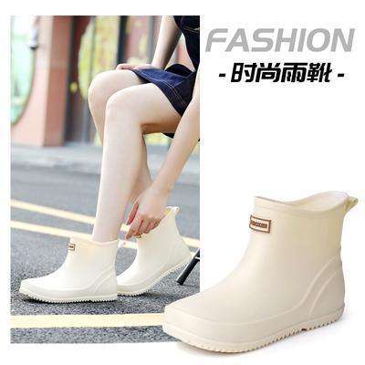 Модная дождевая обувь женские короткие резиновые сапоги с круглым носком изысканные для девочек универсальные уличные сапоги для ходьбы по воде дождливый день нескользящая водонепроницаемая обувь резиновая обувь