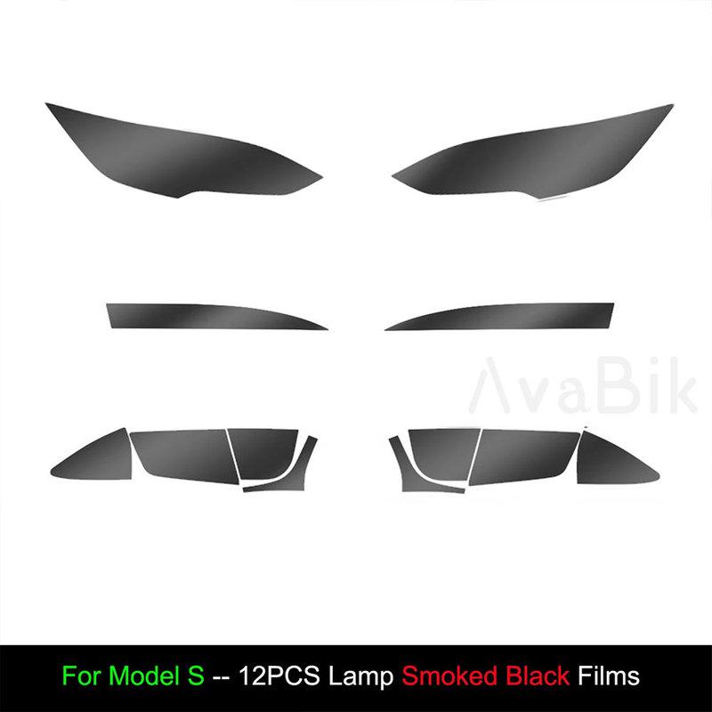 TPU Blackened Headlight Taillight Foglight Protective Film for Tesla Model X For Model S 2024 Black Color Changing Films