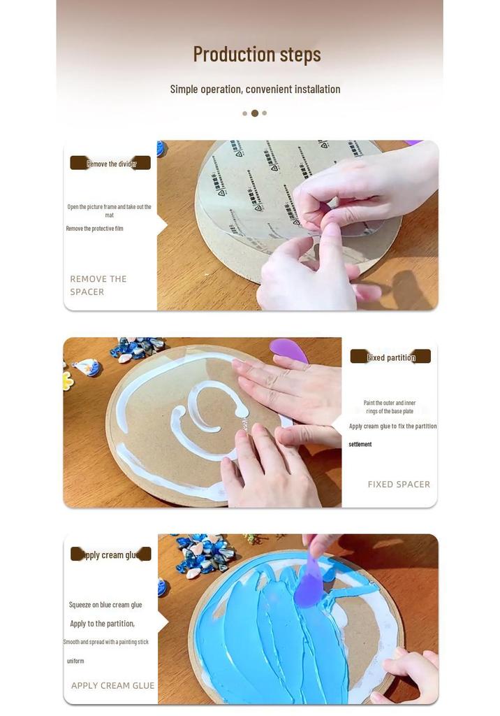 Комплект DIY Craft: Текстурная картина из глины, кремового клея, на круглой тарелке и в фоторамке для творческих подарков детям