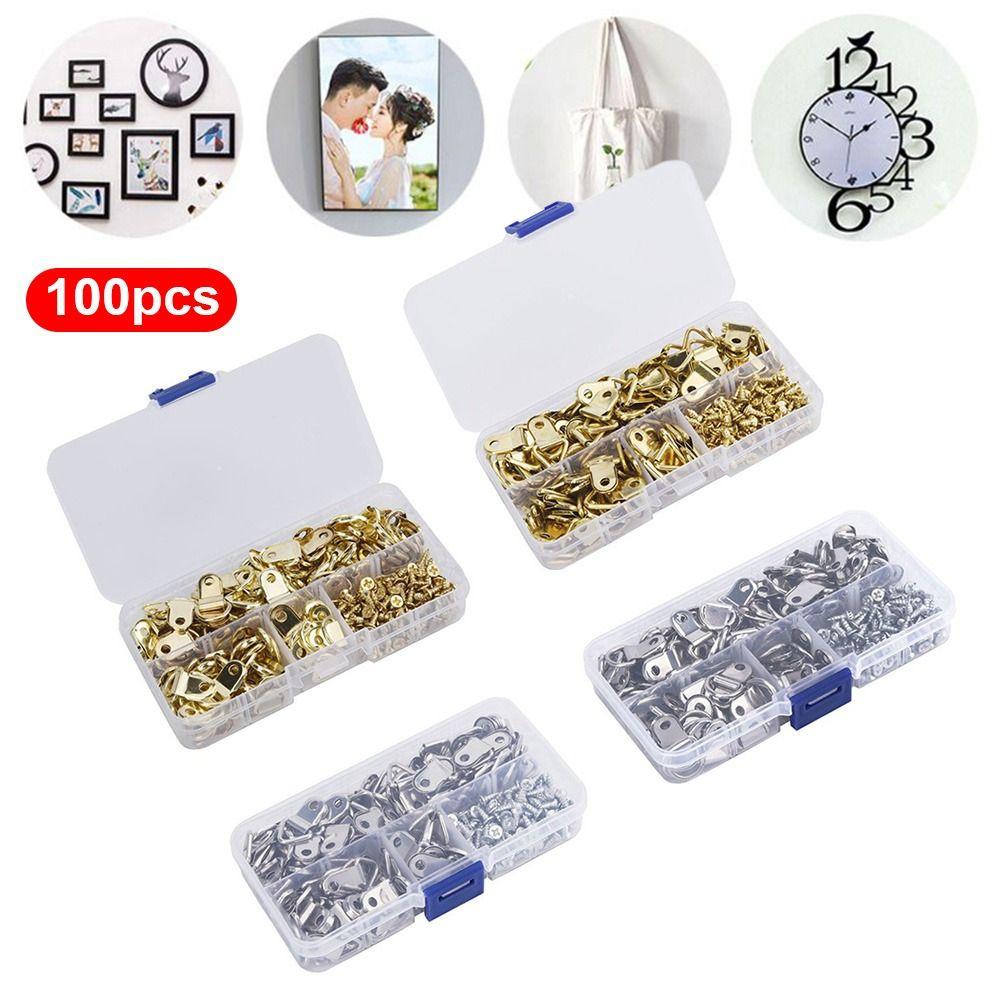 Furniture Accessories Double Hole With Screws D-Ring Hanging Wall Mount Hooks Photo Frame Hook Painting Frame