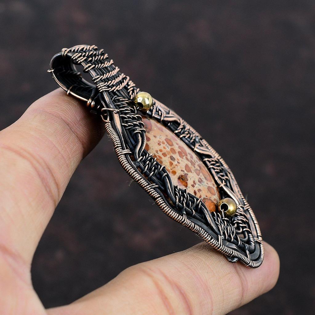 Asteroid Jasper Pendant Copper Wire Wrapped Pendant Handmade Boho Pendant Copper Jewelry Women's Special Gift Wire Wrapped Gemstone Jewelry