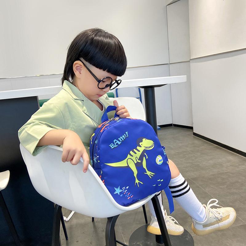 Adorable Cartoon Dinosaur Print Children's Backpack Lightweight Canvas School Bag