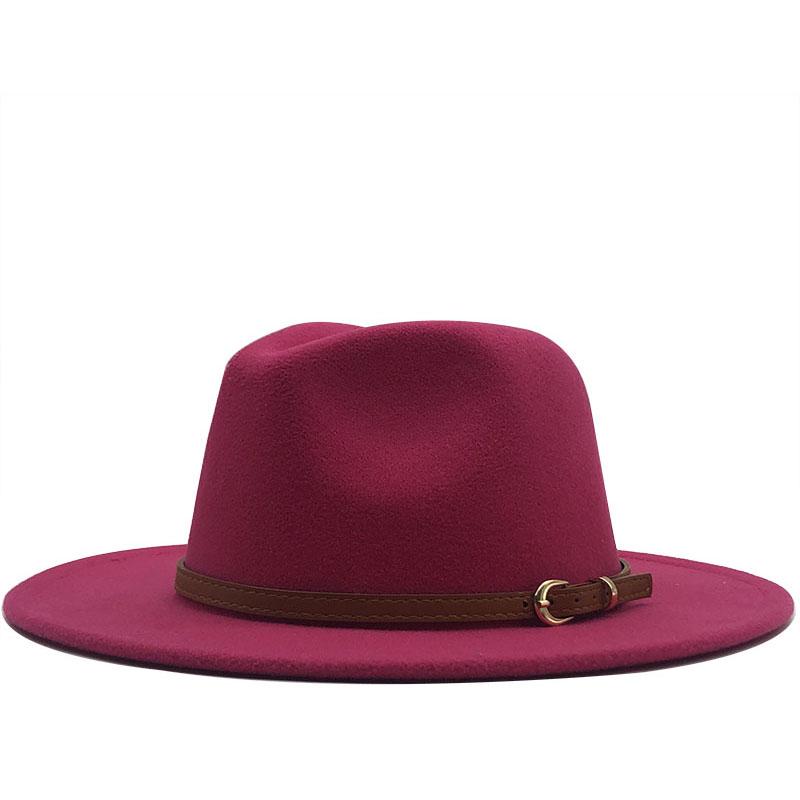 Новая женская и мужская шерстяная шляпа-федора с кожаной лентой, джентльменская элегантная женская кепка зима-осень с широкими полями, джазовая церковная панама-сомбреро