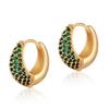 Серьги-клипсы овальные с цирконами, латунь с покрытием K Gold, нежные, в ретро-стиле, для женщин