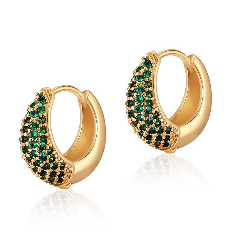 Серьги-клипсы овальные с цирконами, латунь с покрытием K Gold, нежные, в ретро-стиле, для женщин