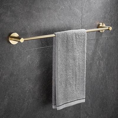 Золотая вешалка для полотенец: Полка из нержавеющей стали 304 в стиле легкой роскоши, без сверления, с одинарной перекладиной.