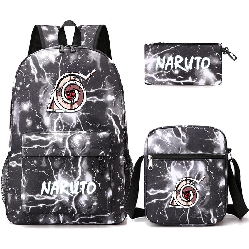 3 шт./компл. рюкзак аниме Наруто с сумкой на плечо, пенал для мальчиков и девочек, сумка для книг, рюкзак для мужчин и женщин, дорожная сумка для отдыха, рюкзак