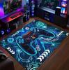 VIKAMA Blue Gaming Area Rug, Non-slip Soft Floor Carpet, Video Game Theme Decor Mat for Gamer Bedroom, Playroom & Living Room