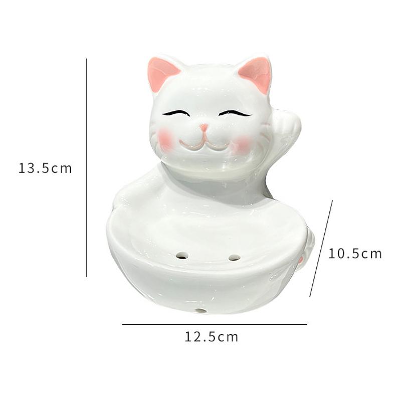 Милый кот керамическая мыльница слив бытовая мультяшная ванная мыльница мыльница керамическая полка аксессуары для украшения ванной комнаты