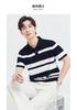 Seven Wolves Men's Silk Color Weaving Positioning Wide Strip Short Sleeve Collar Polo