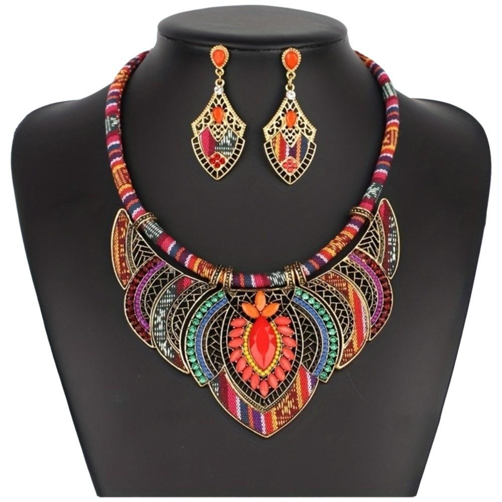 3Pcs/Set Braided Rope Bohemian Necklace Ethnic Style Leisure Necklace Indian Choker Ladies