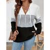European and American Plus Size Women's Fashionable Zipper Patchwork Tops and T Shirts