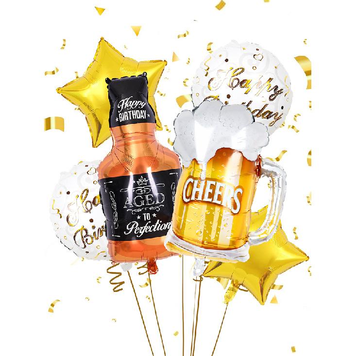 2/6 Pcs Whiskey Beer Bottle Balloons and Beer Mug Balloons Beer Theme Birthday Party Bar Summer Party 5