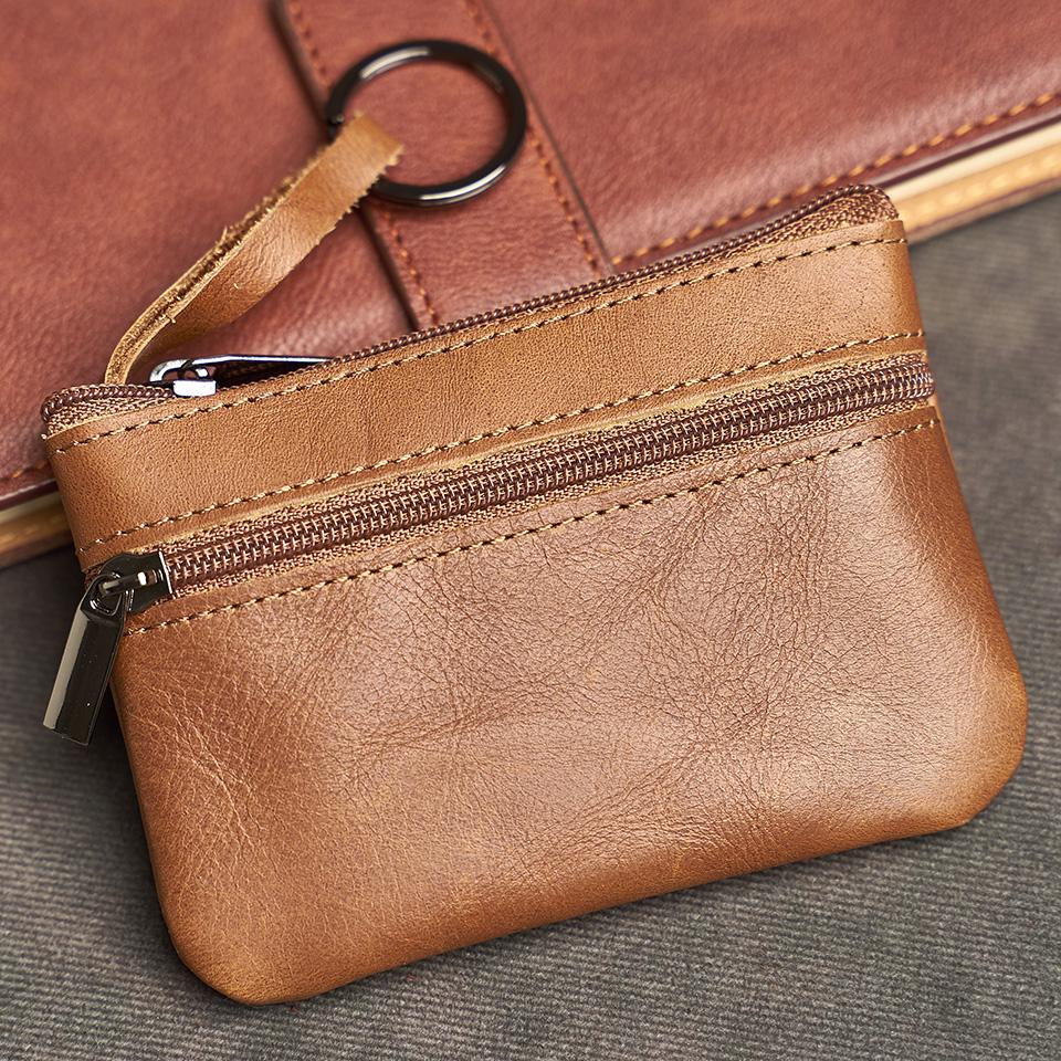 Мини-кошелек из натуральной кожи, сумка для карт из коровьей кожи, кошелек ручной работы на молнии, чехол для ключей от машины, короткий женский кошелек, чехол для ключей