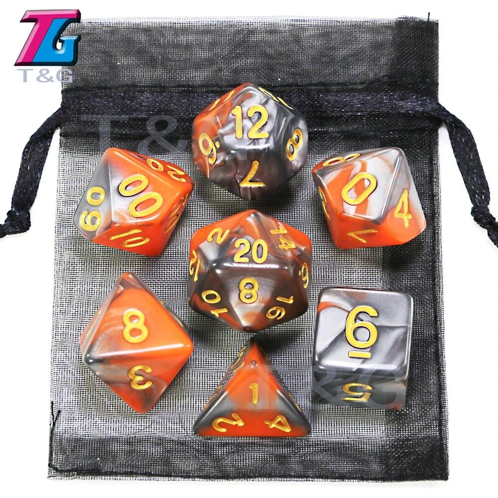 Игровые кости DND, ролевые игральные кости, набор кубиков для смешивания цветов с сумкой, 9 различных стилей, доступных для портативных игрушек, DND, RPG, TRPG, игры