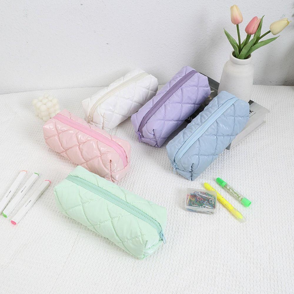Multifunctional Stationery Bag Solid Color Storage Bag INS Pen Bag School Office