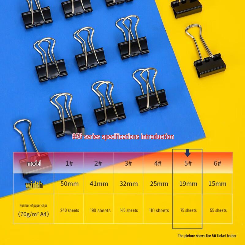 Deli 8565 Black Metal Binder Clips