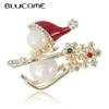 Skiing Snowman Brooches For Women Designer Simulated-pearl Happy Christmas New Year Brooch Pin Jewelry Gifts