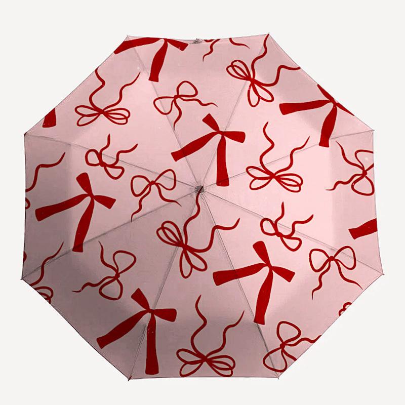 1pc Bows Patterns Automatic Open/close Umbrella, 8-Rib sturdy structure, Auto Folding/Opening, Portable Travel Umbrella for Women,187