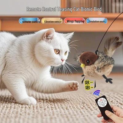Трансграничная электрическая игрушка-кошка Воробей: Имитатор птицы с тряской и машущими крыльями для развлечения кошек