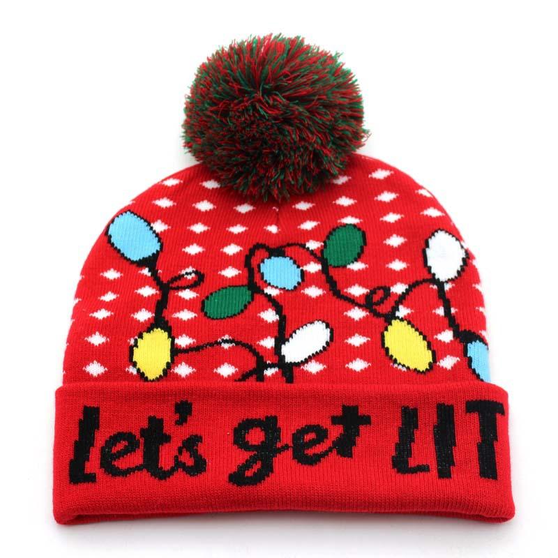 Christmas Knit Hat Cuffed With Ball Cartoon Unisex Winter Hat