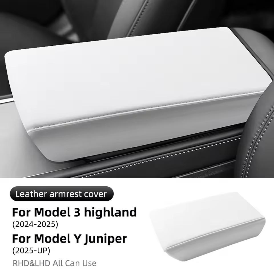 Leather Armrest Box Protective ABS Cover for Tesla Highland 2025 Juniper 2025 Arm Rest Interior Lid Accessories