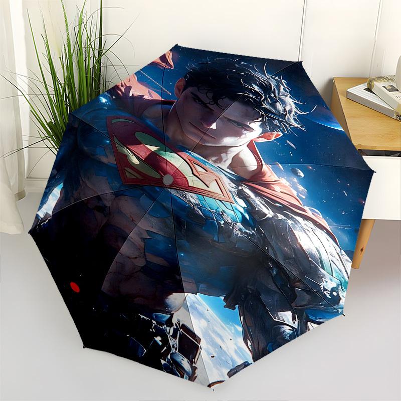 1pc Superman Space Automatic Folding Umbrella - Compact 8-Rib Design, Durable Plastic & Iron1089L