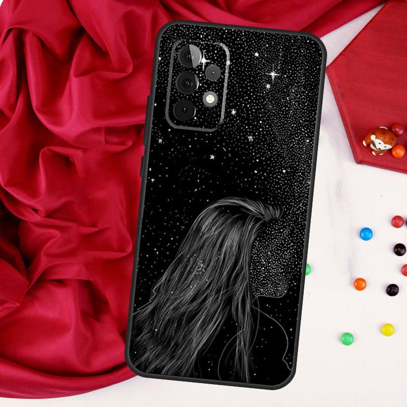 Черно-белый Галактический Эстетичный Чехол Для Samsung Galaxy A15 A55 A53 A33 A35 A22 A32 A52 A54 A34 A14 A56 A36 A26 A16 A05 A06