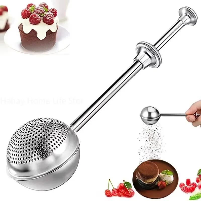 1PC Tea Strainer Powder Shaker Ball Retractable Half Drain Sugar Duster Flour Sugar Sieve Baking Accessories