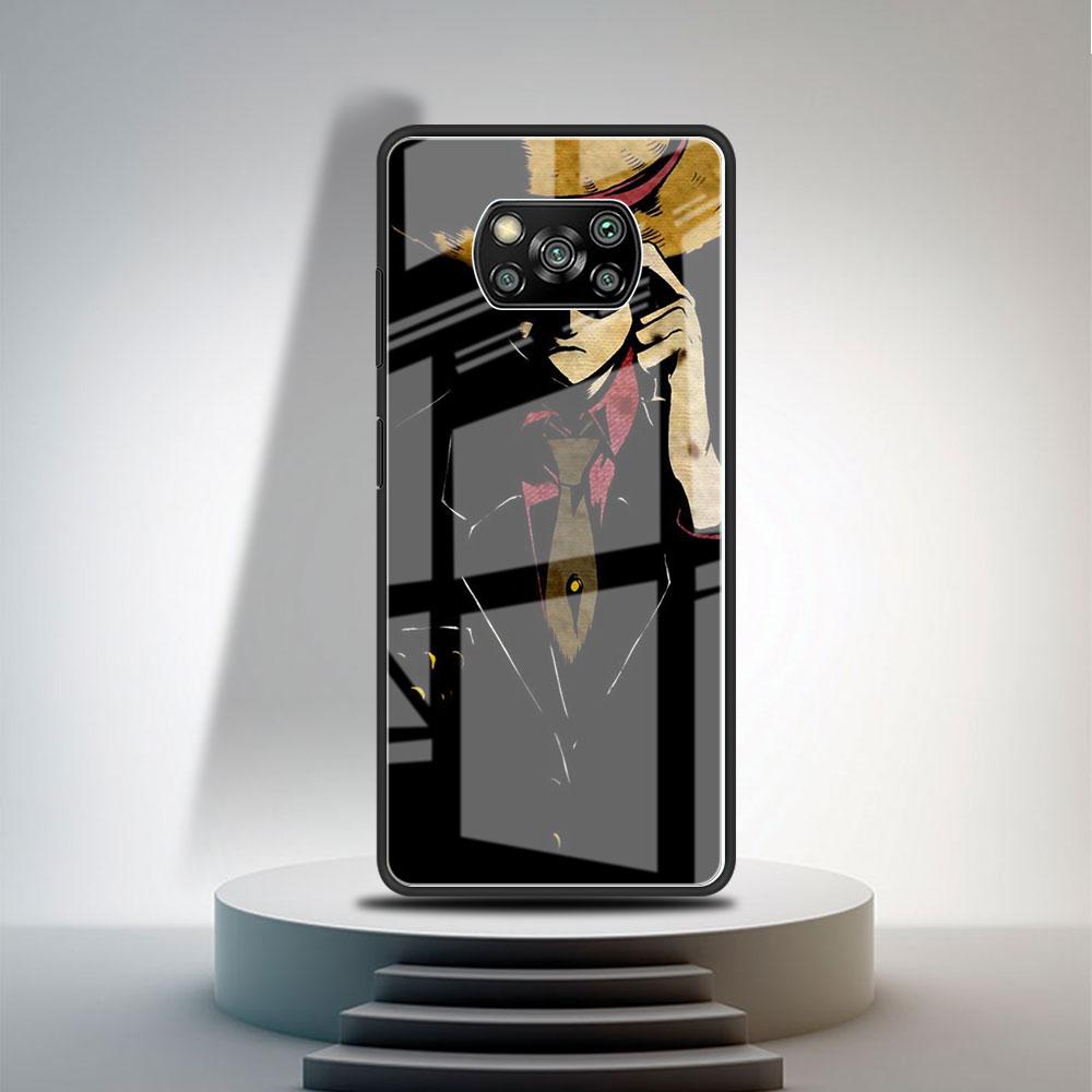 Стеклянный чехол для Xiaomi Poco X3 NFC 11 Lite 11T F3 M3 для Redmi Note 11 10 9 8 Pro 10S 9S 9A 9C чехол для телефона аниме черный