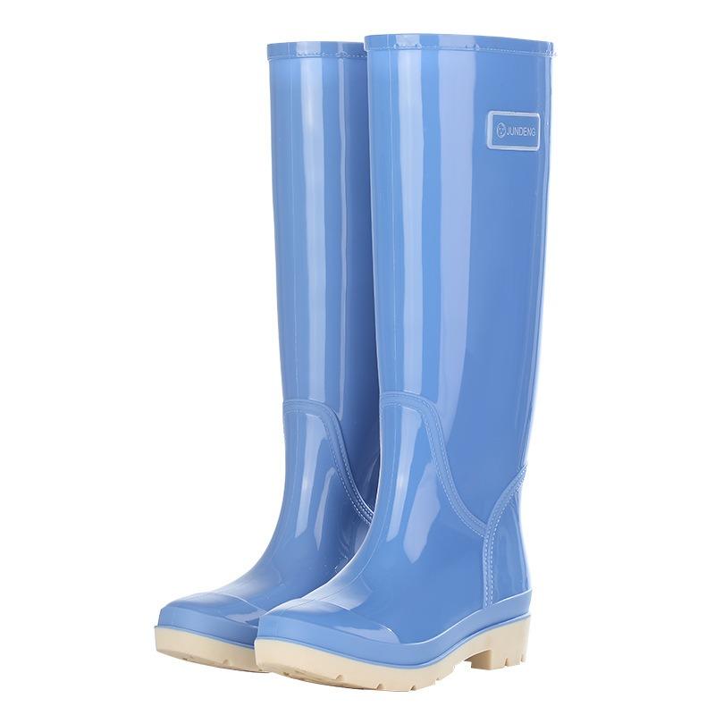 Модные очень высокие дождевые ботинки женские водонепроницаемые и нескользящие водные ботинки флисовые резиновые сапоги уличные водные ботинки взрослая резиновая обувь