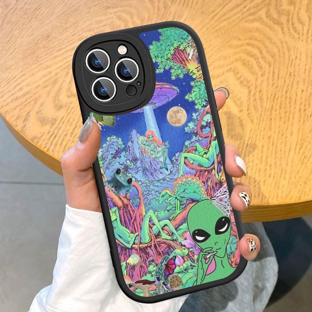Эстетика милый мультяшный инопланетный космический чехол для телефона из твердой кожи для iPhone 14 13 12 Mini 11 14 Pro Max Xs X Xr 7 8 Plus Fundas