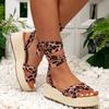 Летние новые сандалии из пеньковой веревки с открытым носком и эластичным ремешком на высоком каблуке, толстые каблуки, большой размер 43, женская удобная обувь