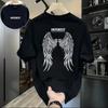 Уличный стиль, принт, хлопковая стильная футболка с круглым вырезом и коротким рукавом, свободные базовые топы для мужчин, черный/белый