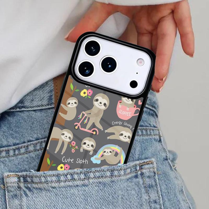 Кавайная Милая Ленивец Подвесная Чехол для Телефона для iPhone 16e 15 14 13 12 17 Pro Max Plus Air 17pro Чехол Coque